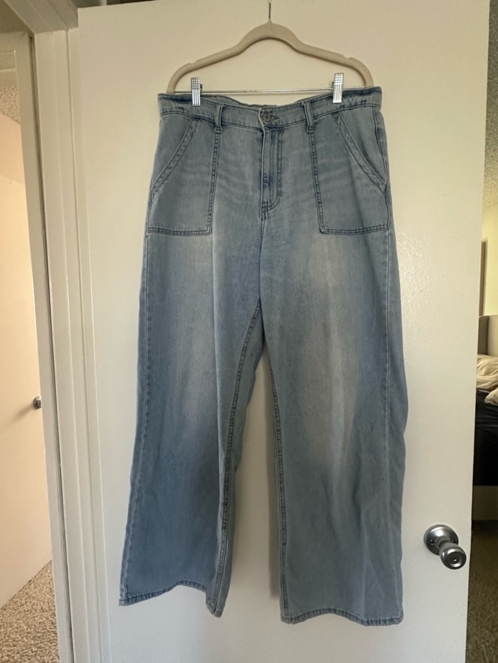 Lucky Vintage Wide Leg Jeans 12 31 Light Wash High Rise Utility - Picture 4 of 10